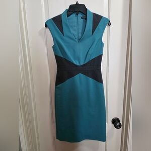 ANTONIO MELANI Teal & Dark Gray Dress, Size 0